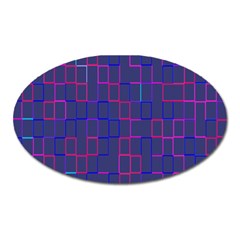 Grid Lines Square Pink Cyan Purple Blue Squares Lines Plaid Oval Magnet