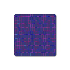 Grid Lines Square Pink Cyan Purple Blue Squares Lines Plaid Square Magnet