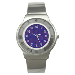Grid Lines Square Pink Cyan Purple Blue Squares Lines Plaid Stainless Steel Watch by Mariart