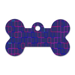 Grid Lines Square Pink Cyan Purple Blue Squares Lines Plaid Dog Tag Bone (one Side) by Mariart