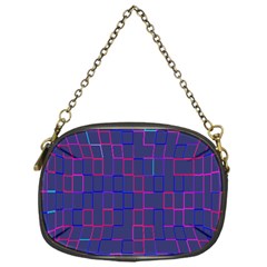 Grid Lines Square Pink Cyan Purple Blue Squares Lines Plaid Chain Purses (one Side)  by Mariart