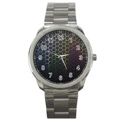 Hexagons Honeycomb Sport Metal Watch by Mariart