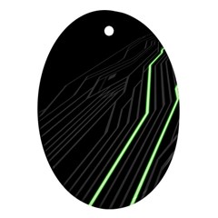 Green Lines Black Anime Arrival Night Light Ornament (Oval)