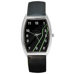 Green Lines Black Anime Arrival Night Light Barrel Style Metal Watch