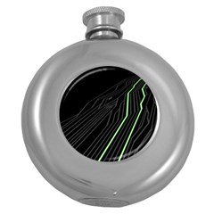 Green Lines Black Anime Arrival Night Light Round Hip Flask (5 oz)