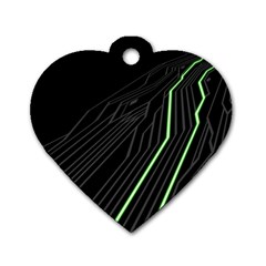 Green Lines Black Anime Arrival Night Light Dog Tag Heart (one Side)