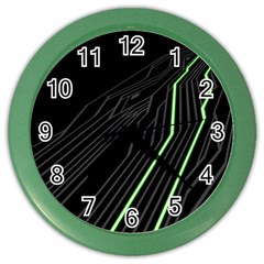 Green Lines Black Anime Arrival Night Light Color Wall Clocks by Mariart