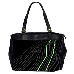 Green Lines Black Anime Arrival Night Light Office Handbags (2 Sides) 