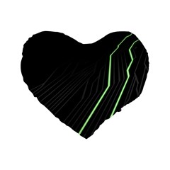 Green Lines Black Anime Arrival Night Light Standard 16  Premium Heart Shape Cushions