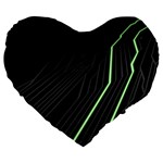 Green Lines Black Anime Arrival Night Light Large 19  Premium Heart Shape Cushions Front