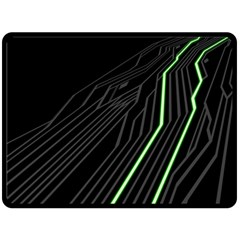 Green Lines Black Anime Arrival Night Light Double Sided Fleece Blanket (Large) 