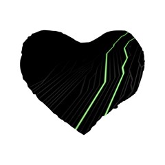 Green Lines Black Anime Arrival Night Light Standard 16  Premium Flano Heart Shape Cushions by Mariart