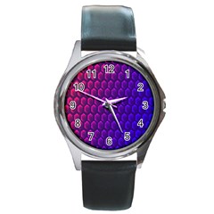 Hexagon Widescreen Purple Pink Round Metal Watch