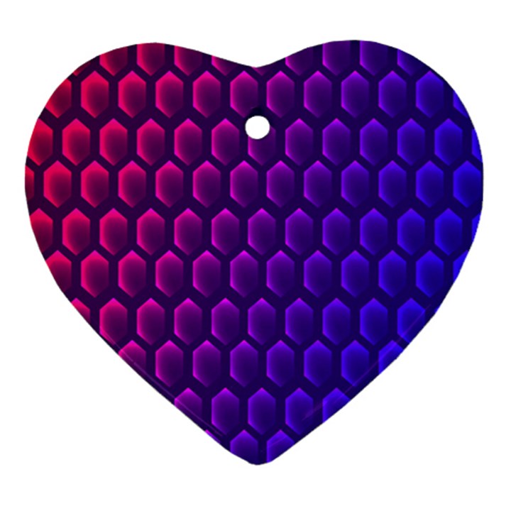 Hexagon Widescreen Purple Pink Heart Ornament (Two Sides)