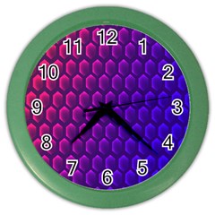 Hexagon Widescreen Purple Pink Color Wall Clocks by Mariart