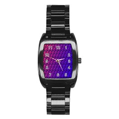 Hexagon Widescreen Purple Pink Stainless Steel Barrel Watch by Mariart