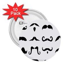 Mustache Man Black Hair Style 2 25  Buttons (10 Pack) 