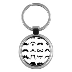 Mustache Man Black Hair Style Key Chains (round)  by Mariart