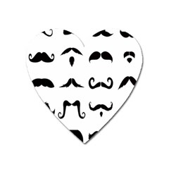 Mustache Man Black Hair Style Heart Magnet by Mariart