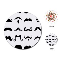 Mustache Man Black Hair Style Playing Cards (round) 