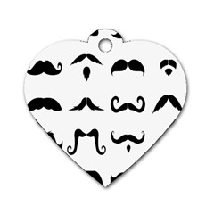 Mustache Man Black Hair Style Dog Tag Heart (one Side)