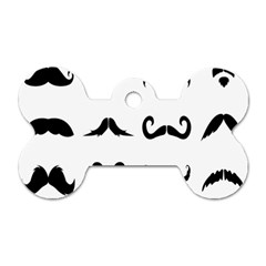 Mustache Man Black Hair Style Dog Tag Bone (one Side)