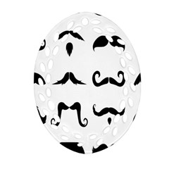 Mustache Man Black Hair Style Oval Filigree Ornament (two Sides)