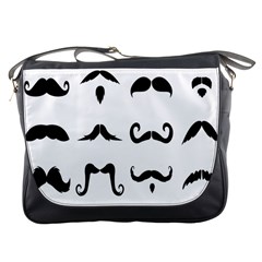 Mustache Man Black Hair Style Messenger Bags by Mariart