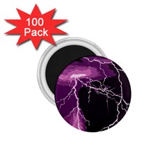 Lightning Pink Sky Rain Purple Light 1 75  Magnets (100 Pack) 