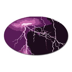 Lightning Pink Sky Rain Purple Light Oval Magnet by Mariart