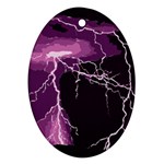 Lightning Pink Sky Rain Purple Light Oval Ornament (Two Sides) Front