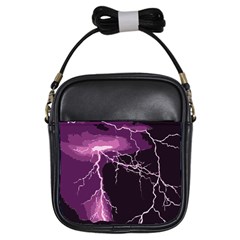 Lightning Pink Sky Rain Purple Light Girls Sling Bags