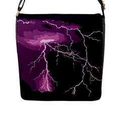 Lightning Pink Sky Rain Purple Light Flap Messenger Bag (l) 
