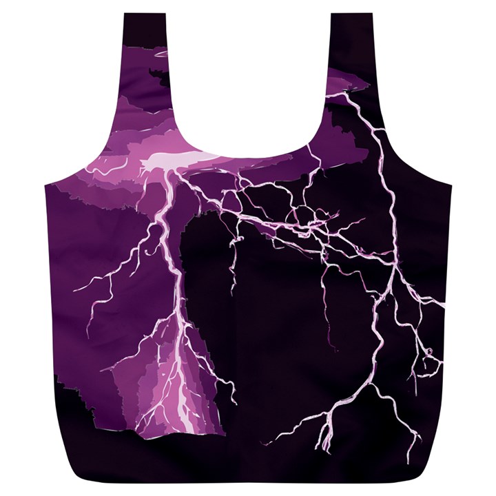 Lightning Pink Sky Rain Purple Light Full Print Recycle Bags (L) 