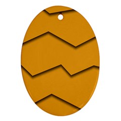 Orange Shades Wave Chevron Line Ornament (oval) by Mariart