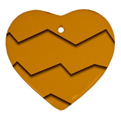 Orange Shades Wave Chevron Line Heart Ornament (two Sides) by Mariart