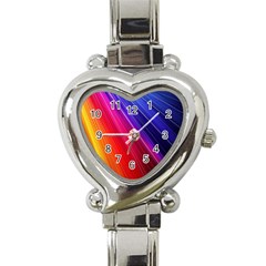 Multicolor Light Beam Line Rainbow Red Blue Orange Gold Purple Pink Heart Italian Charm Watch by Mariart