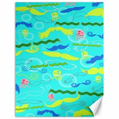 Mustache Jellyfish Blue Water Sea Beack Swim Blue Canvas 12  X 16   by Mariart