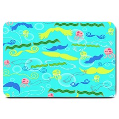 Mustache Jellyfish Blue Water Sea Beack Swim Blue Large Doormat  by Mariart