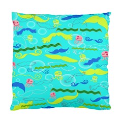 Mustache Jellyfish Blue Water Sea Beack Swim Blue Standard Cushion Case (two Sides)
