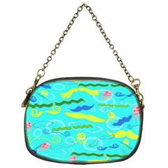 Mustache Jellyfish Blue Water Sea Beack Swim Blue Chain Purses (two Sides)  by Mariart