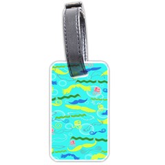 Mustache Jellyfish Blue Water Sea Beack Swim Blue Luggage Tags (one Side) 