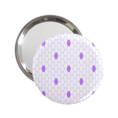 Purple White Hexagon Dots 2 25  Handbag Mirrors by Mariart