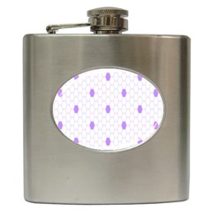 Purple White Hexagon Dots Hip Flask (6 Oz) by Mariart