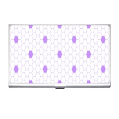 Purple White Hexagon Dots Business Card Holders by Mariart