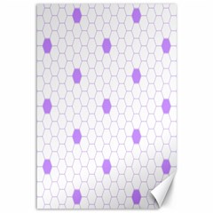 Purple White Hexagon Dots Canvas 12  X 18  