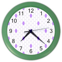 Purple White Hexagon Dots Color Wall Clocks