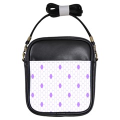Purple White Hexagon Dots Girls Sling Bags