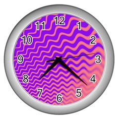 Original Resolution Wave Waves Chevron Pink Purple Wall Clocks (silver)  by Mariart