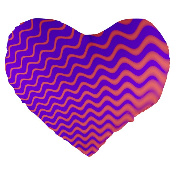 Original Resolution Wave Waves Chevron Pink Purple Large 19  Premium Flano Heart Shape Cushions